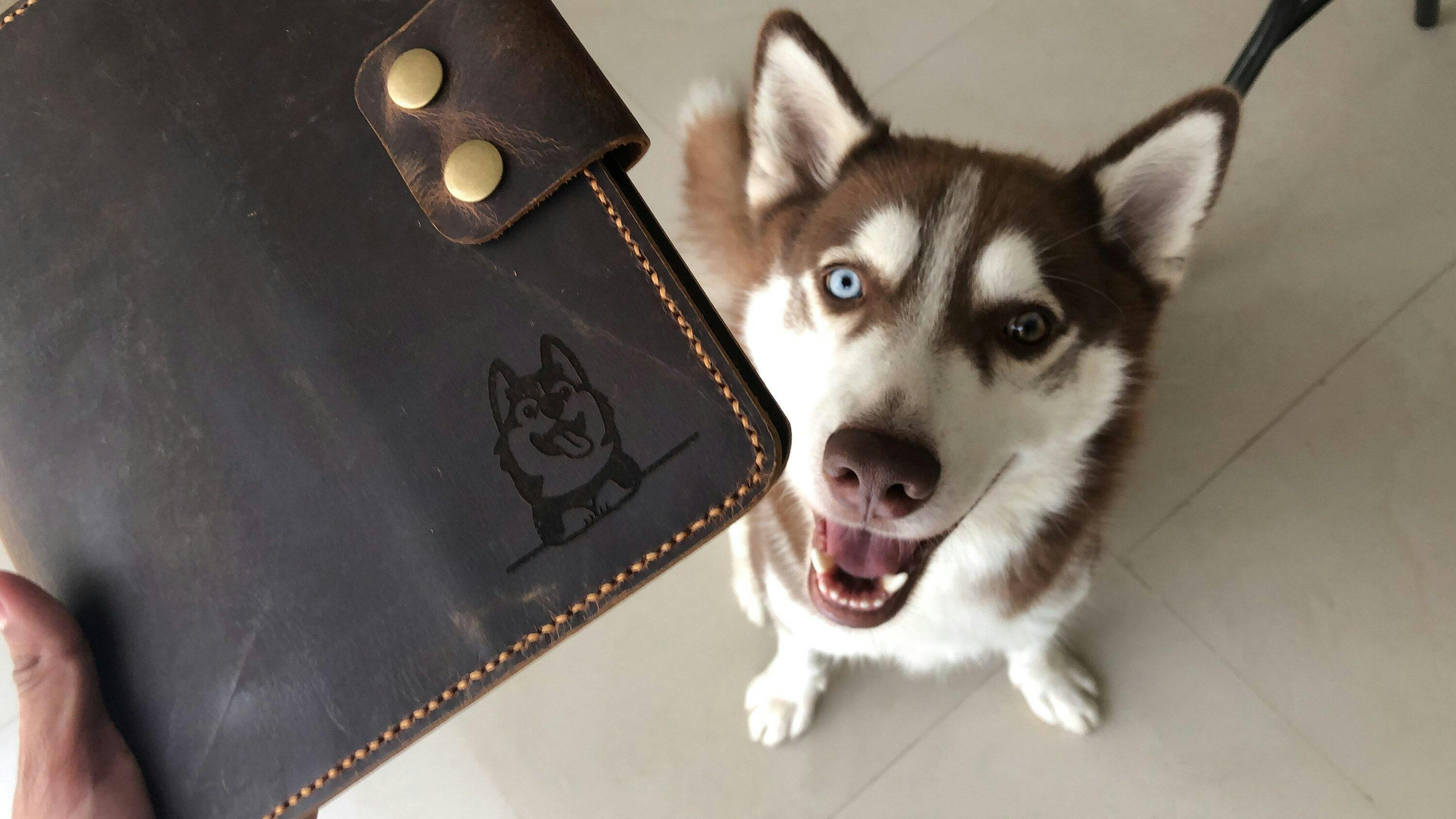 Handmade leather cover portfolio for RHODIA meeting notebook A5