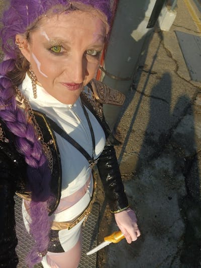 【Partially Ready For Ship】【120 CM】【FRONT LACE】DokiDoki Movie Anime Cosplay Women Wig / Weft / Pattern Tattoo / Earring Set / Headpieces Long Purple Hair Braid