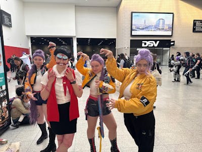 【Ready For Ship】【120 CM】【FRONT LACE】DokiDoki Movie Anime Cosplay Women Wig / Weft / Pattern Tattoo / Earring Set / Headpieces Long Purple Hair Braid