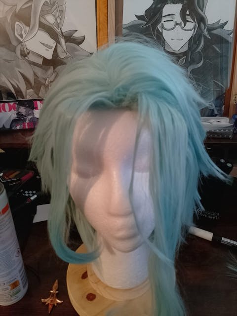 【Ready For Ship】DokiDoki Game Genshin Impact Fatui Harbinger Cosplay  Il Dottore Wig / Earrings Short Curly Blue