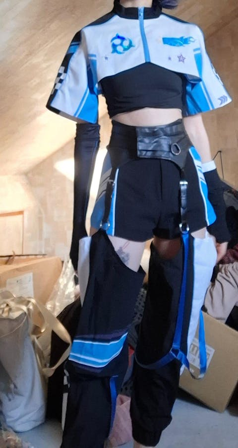 【Ready For Ship】DokiDoki-SR Game Genshin Impact Cosplay Wanderer Doujin Racer Costume Scaramouche Racing Outfit