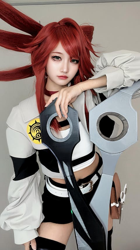 DokiDoki Anime GACHIAKUTA Cosplay Riyo Reaper Wig Long Red Hair Fishtail Braid