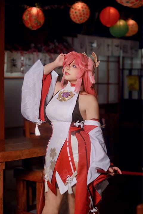 【Partially Ready For Ship】DokiDoki-SR Game Genshin Impact Yae Miko Cosplay Costume / Shoes