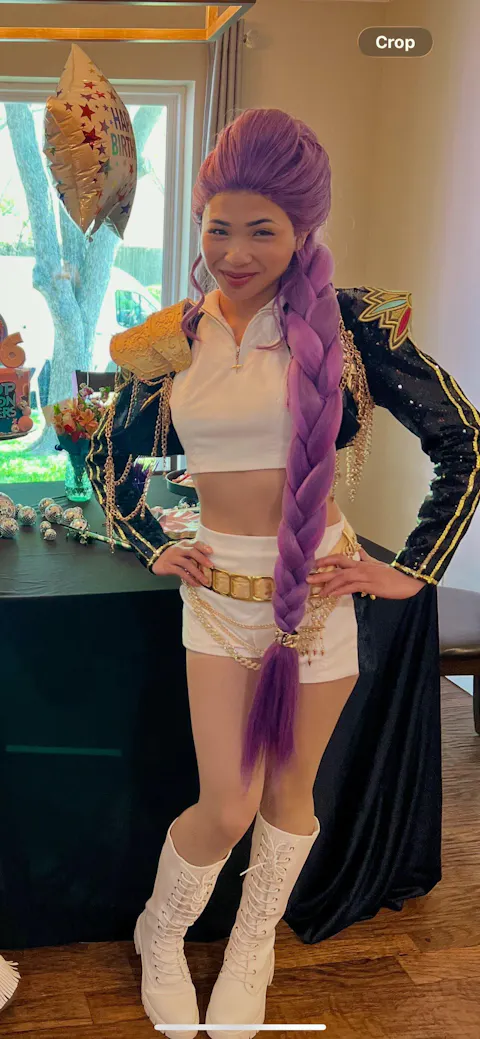 【Ready For Ship】【120 CM】【FRONT LACE】DokiDoki Movie Anime Cosplay Women Wig / Weft / Pattern Tattoo / Earring Set / Headpieces Long Purple Hair Braid