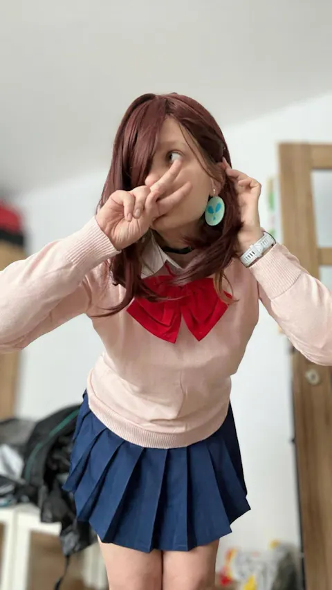 【US/EU LOCAL SHIPPING】Dokidoki-SR Anime DDD Cosplay Pink Uniform Costume / Wig Female