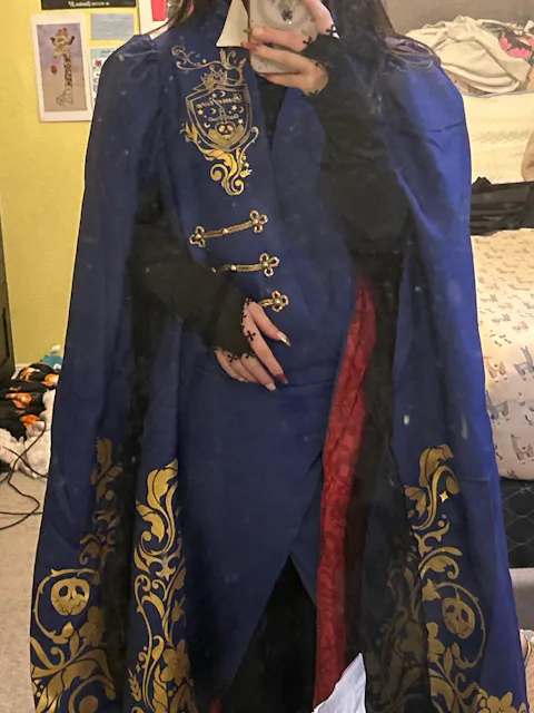 【Partially Ready For Ship】【Size S-3XL】DokiDoki-R Game Cosplay Costume Blue Robe Gold Patterns Red subtle Pattern Dorm Uniform