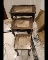 Heritage Cane Wooden Nesting Table