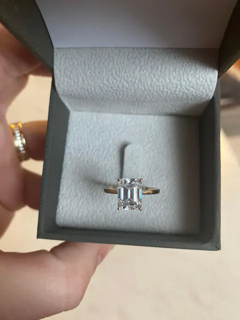 1.0CT Emerald Cut Solitaire Lab Grown Diamond Engagement Ring For Women