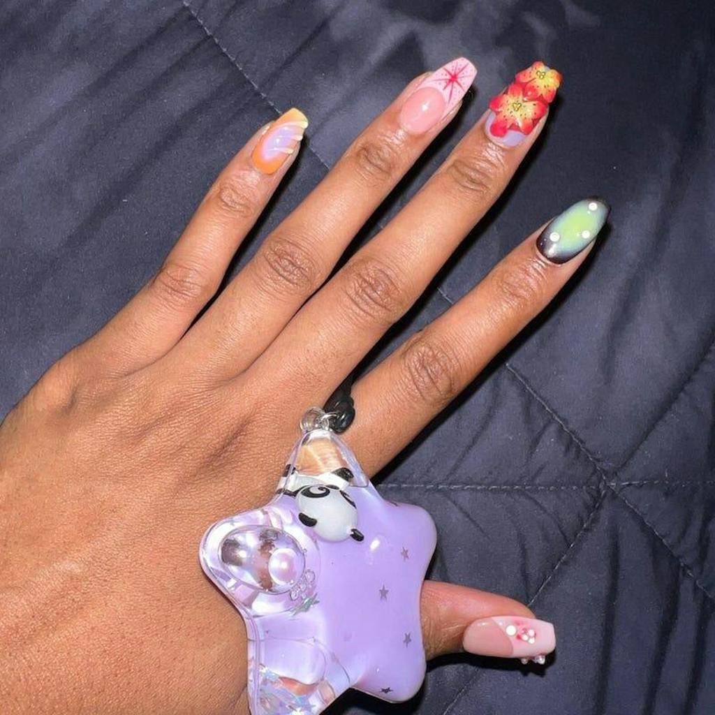 Custom Dreamy Press On Nails | 3D Jelly Orchids Nail Art | Hand-painted Acrylic Floral Press-Ons | FairyCore Flower Fake Nails | J330AK