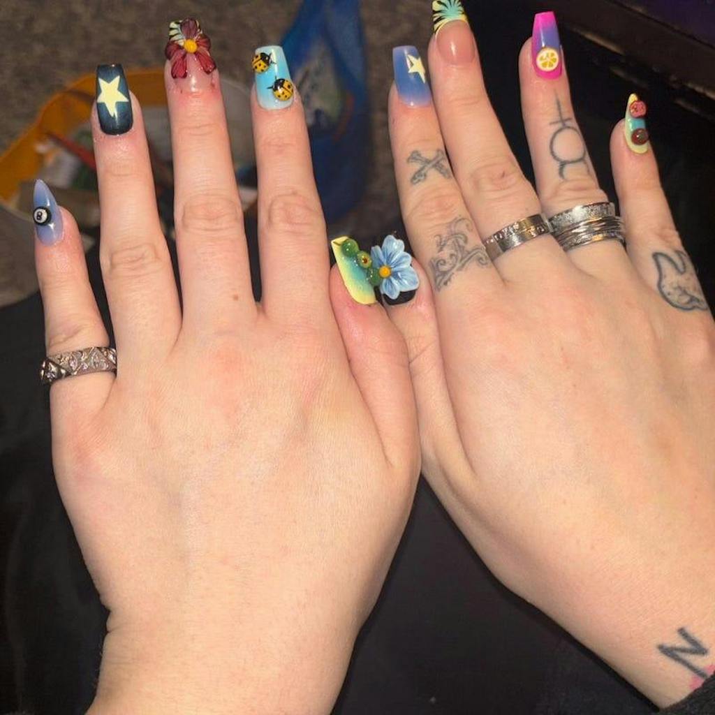 3D Floral & Fruit Press On Nails | Durable and Stylish False Nails | Vegan and Cruelty-Free Nail Set | Unique Nail Art | JB526HK