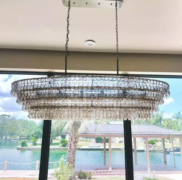 Lime Glass Oval Chandelier 54"W/65"W