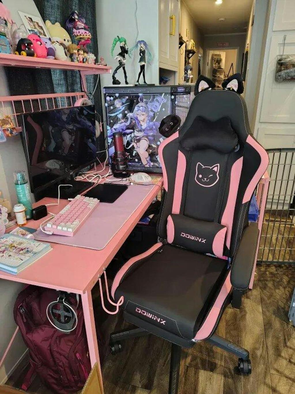 Game Chair Dowinx Gaming Chair Cute With Cat Ears And Massage
