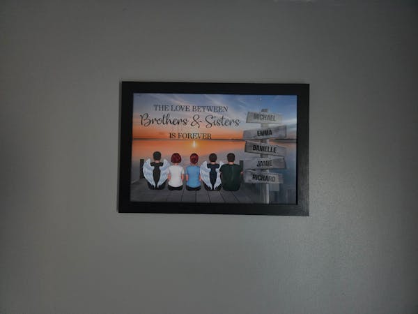 “I Am Always With You” Memorial Poster – Custom Family & Angel Wings, Sunset Dock Scene