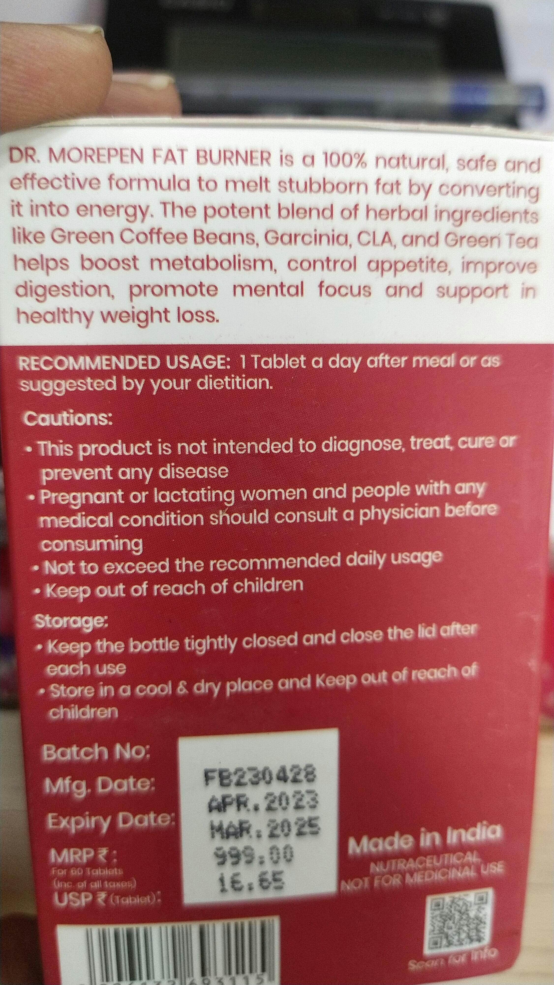 Fat Burner Supplement Buy Fat Burner Tablets Online by Dr. Morepen