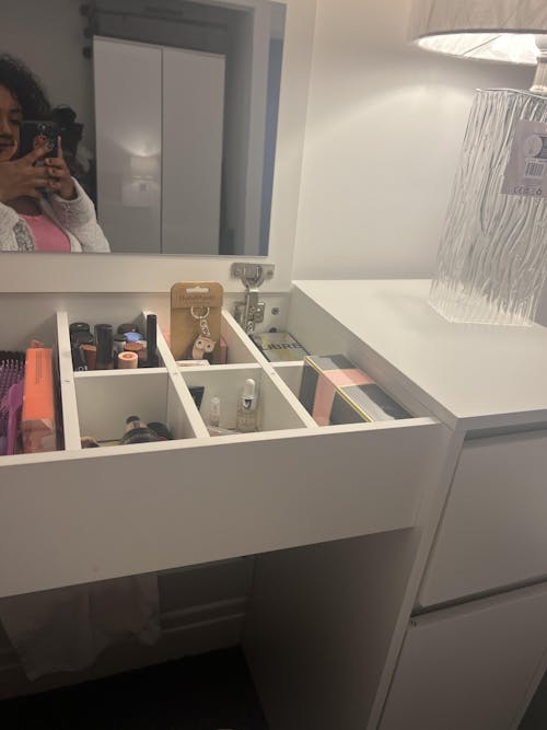 Small Dressing Table With Flip up Mirror and Stool, Vanity Makeup Desk