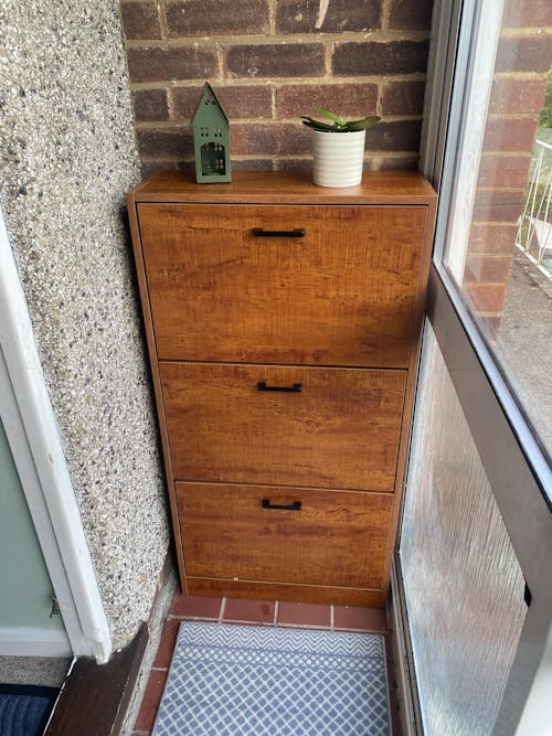 3 Door Slim Shoe Cabinet For Hallway | Tall Shoe Storage