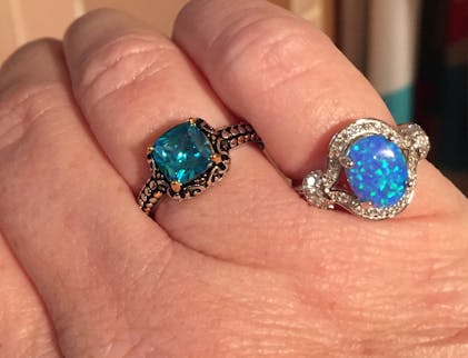 Sterling Silver Blue Oval Lab-Opal CZ Ring