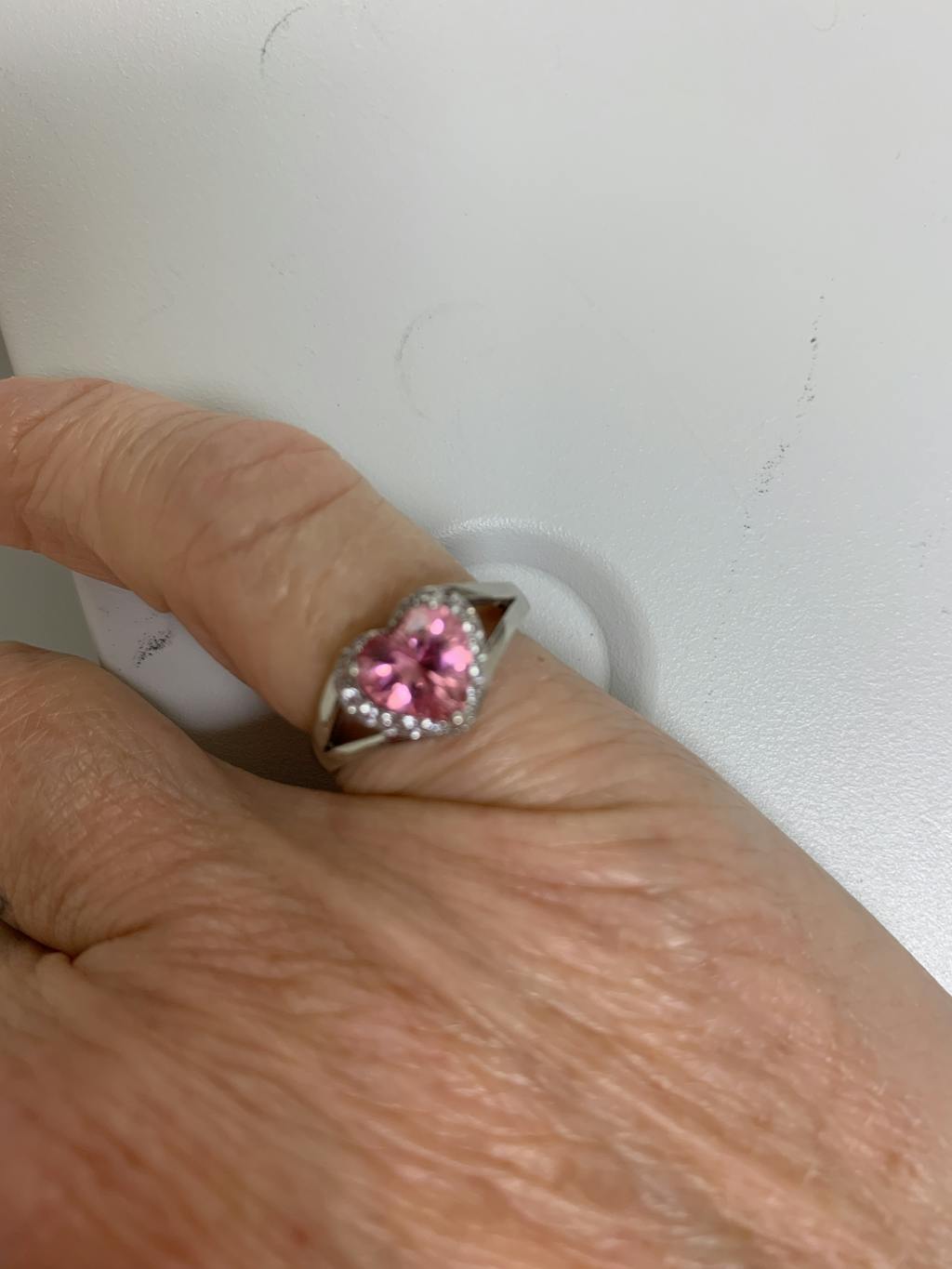 Sterling Silver Heart Pink CZ Ring