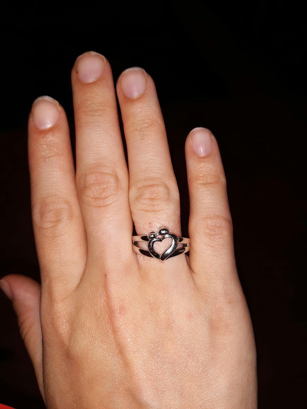 Sterling Silver Mother and Child Heart Ring