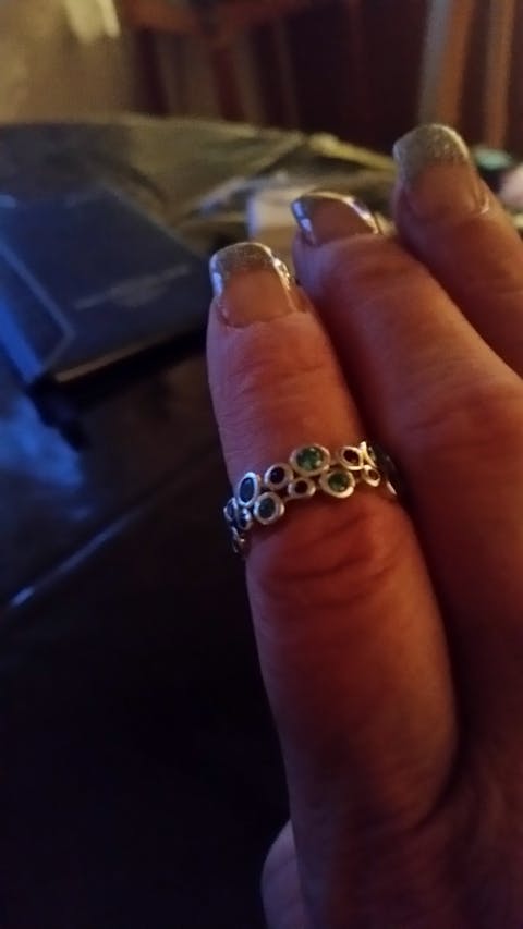 Sterling Silver Eternity Bubbles Blue CZ Ring
