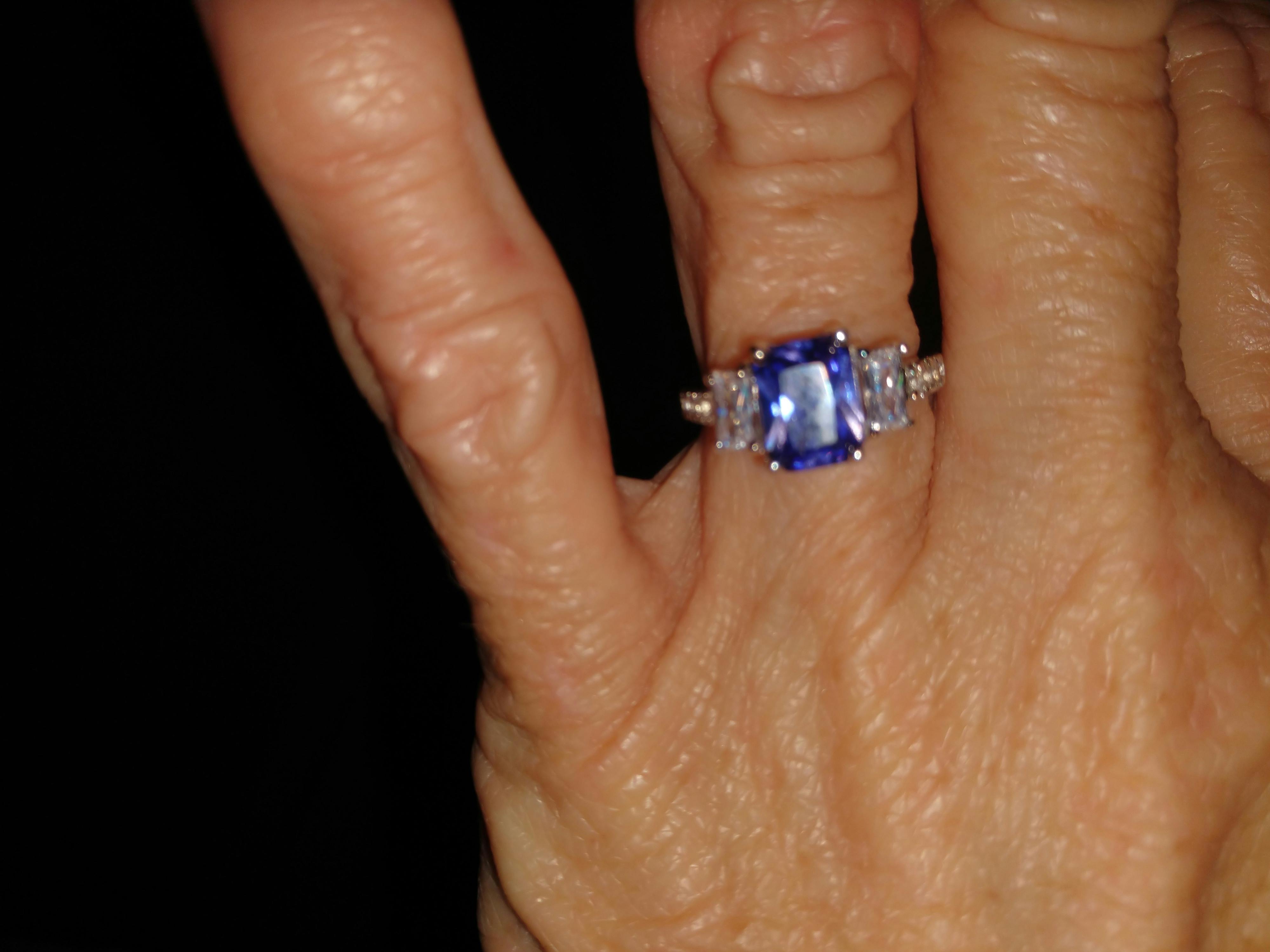 Sterling Silver 3 Stone Tanzanite CZ Ring – Dreamland Jewelry