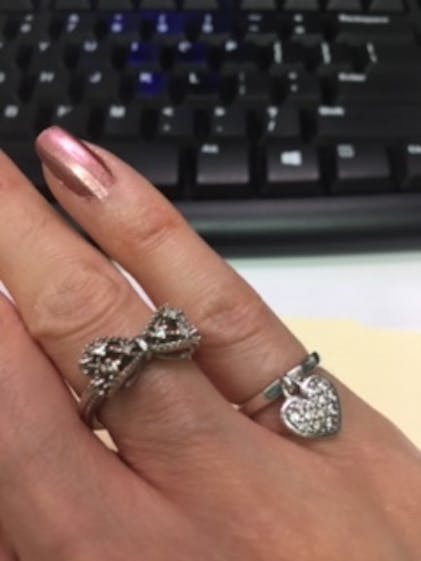 Sterling Silver Dangling Heart CZ Ring