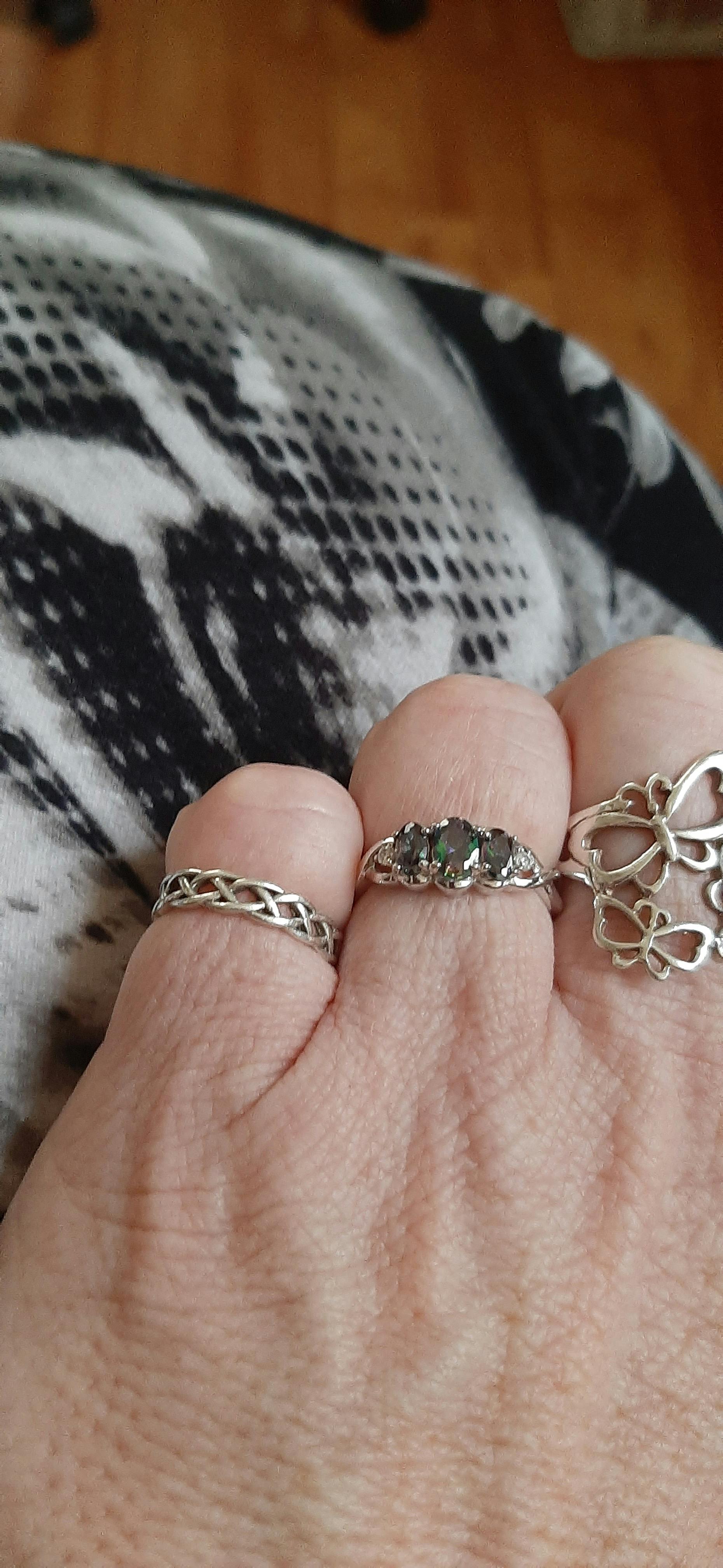 Sterling Silver Triple Rainbow CZ Ring