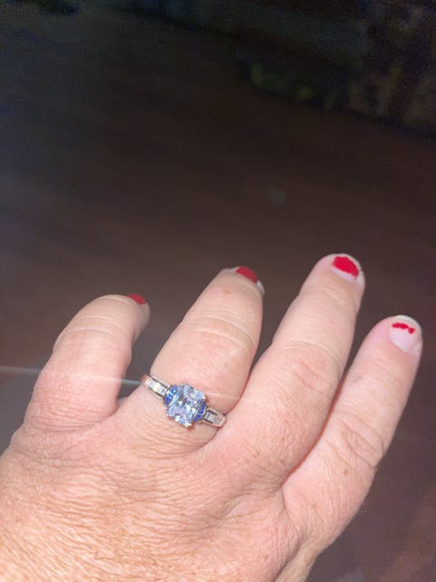 Sterling Silver Emerald-Cut Blue CZ Ring