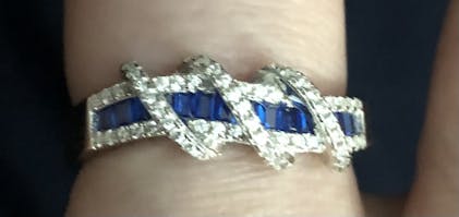 高速 割引 2025 西日本 Exotic Silver Sterling Twisted Ring CZ Blue アクセサリー
