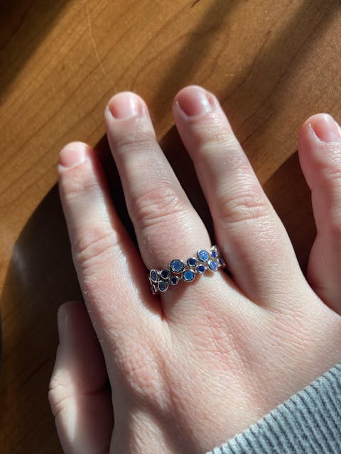Sterling Silver Eternity Bubbles Blue CZ Ring