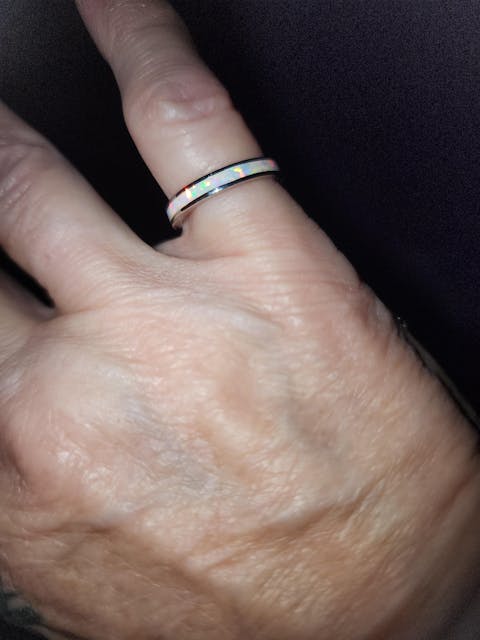 Sterling Silver Seamless White Lab Opal Ring