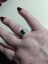 Sterling Silver Rectangular Emerald CZ Ring