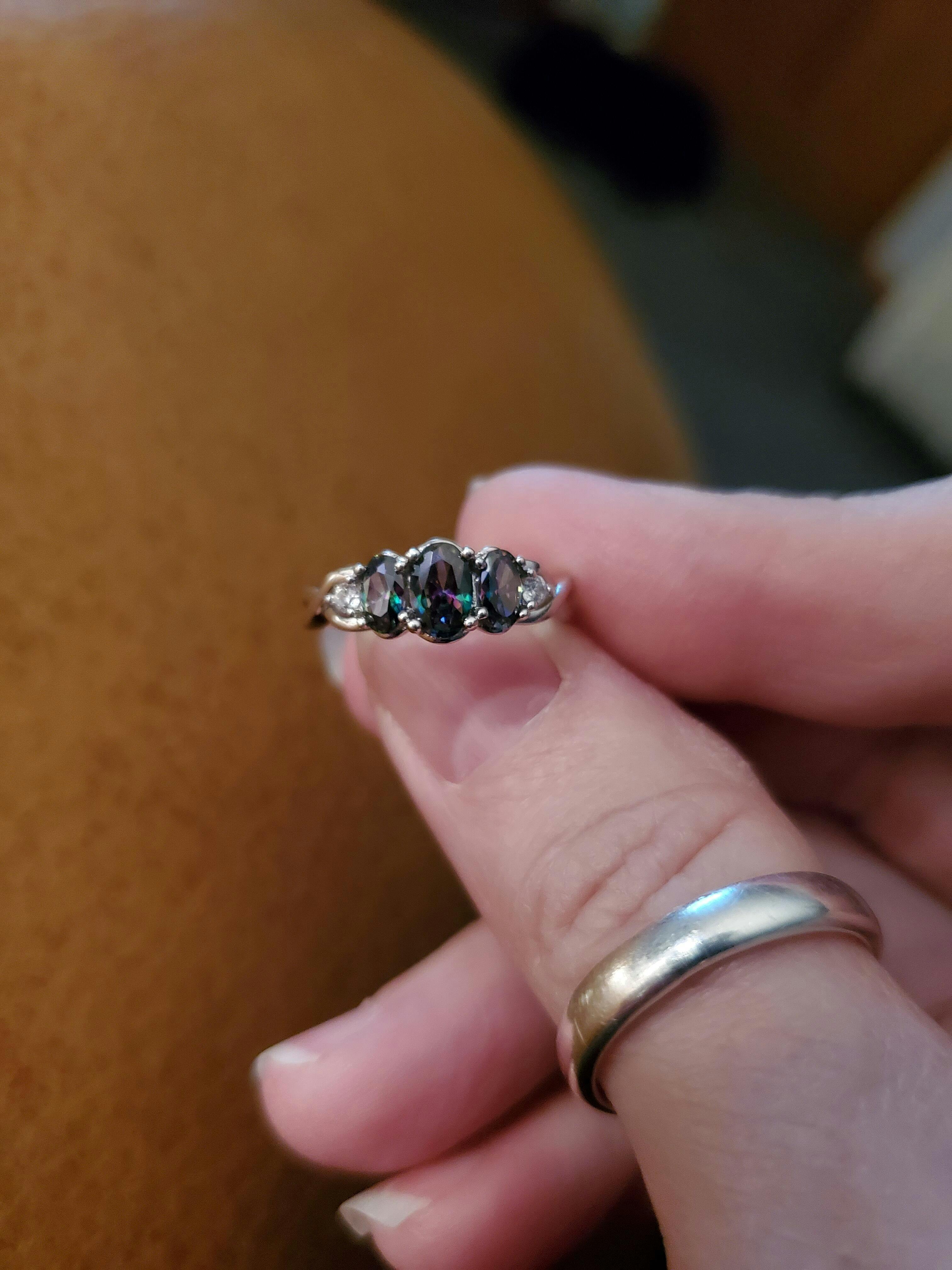 Sterling Silver Triple Rainbow CZ Ring