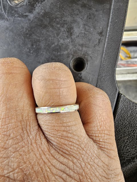 Sterling Silver Seamless White Lab Opal Ring