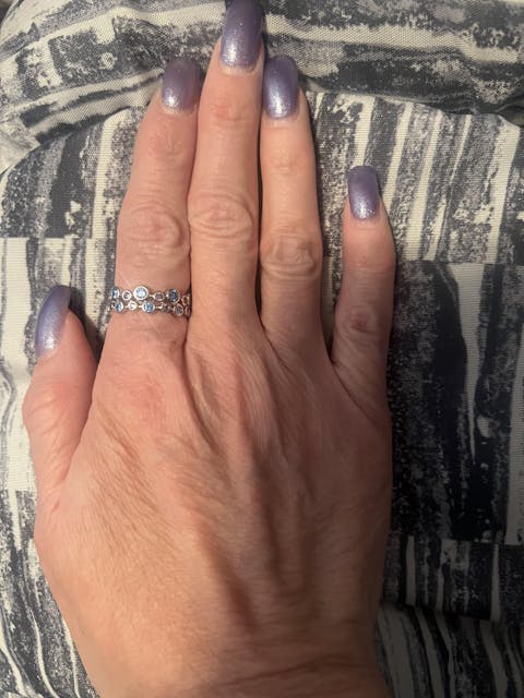 Sterling Silver Eternity Bubbles Blue CZ Ring