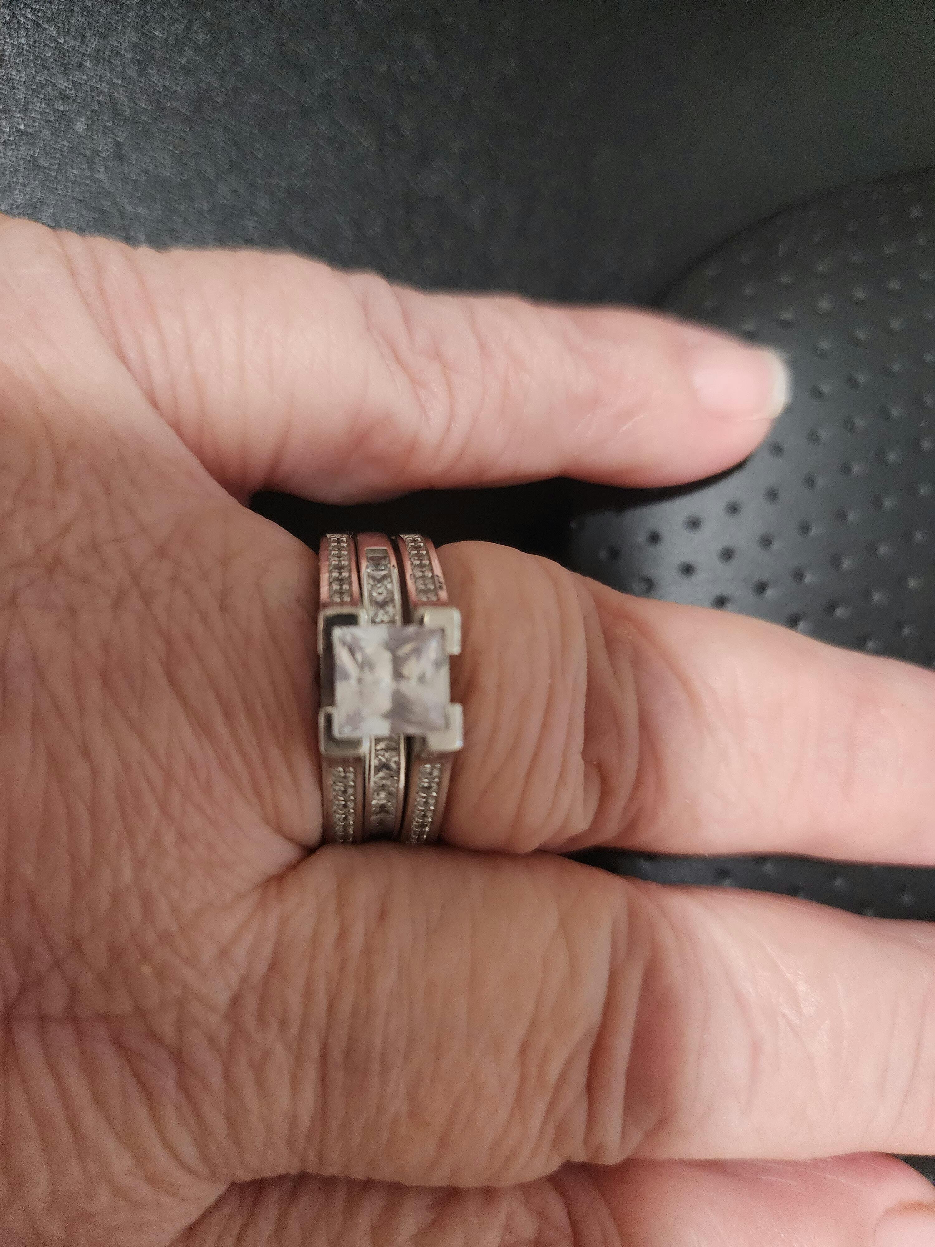 Sterling Silver Princess-Cut 2-Piece CZ Engagement Ring