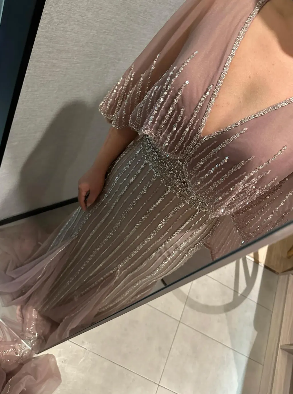 Luxury Pink Saudi Arabic Crystal Beaded Mermaid Evening Dress with Cape Sleeves LA73137 main image 1