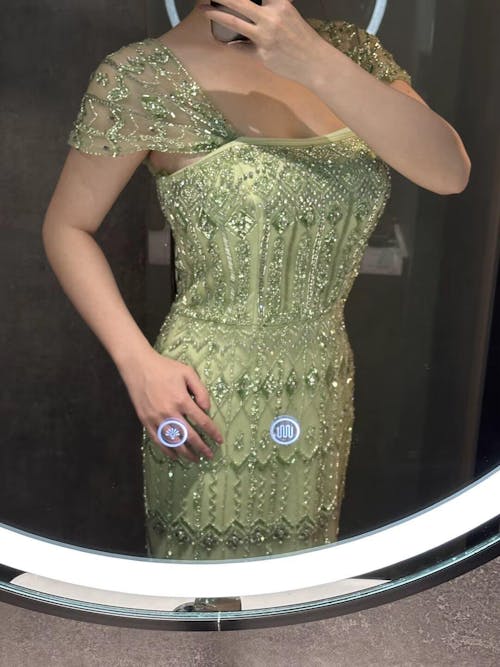 Arabic White Luxury Dubai Mermaid Evening Dress with Cap Sleeves SS291