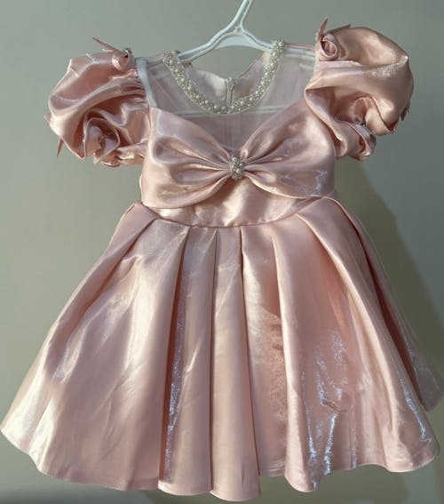 Elegant Pink Girl Dress Bowed Kids Birthday Party Holiday J743