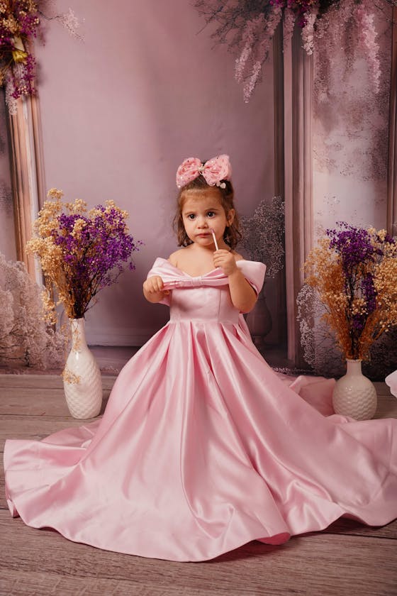 Elegant White Satin Girl Dress for First Communion J019