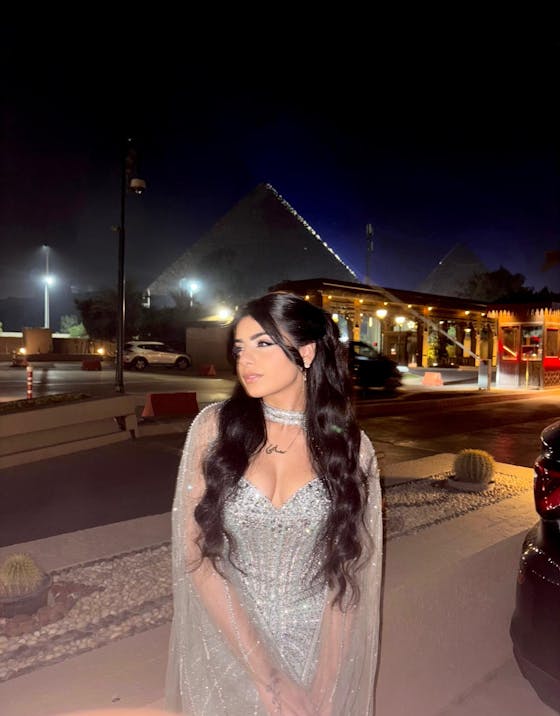 Shimmering Beaded Evening Dress with Cape Train SS156