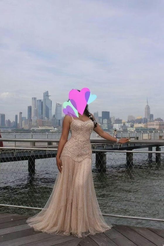 Luxury Champagne Beaded Ruffled Prom Dress SS552