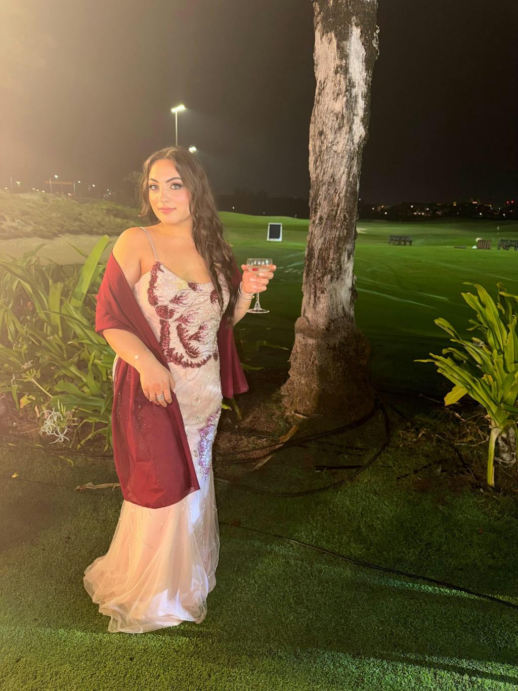 Luxury Pink Evening Dress with Burgundy Shawl Cape Spaghetti Straps SS515