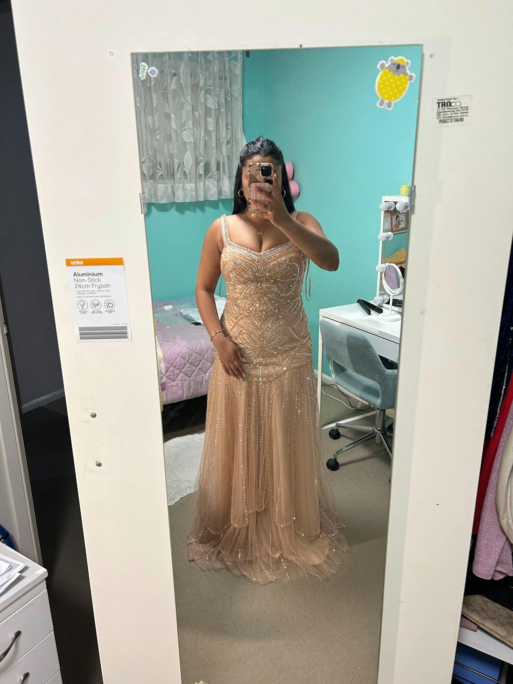 Luxury Champagne Beaded Ruffled Prom Dress SS552