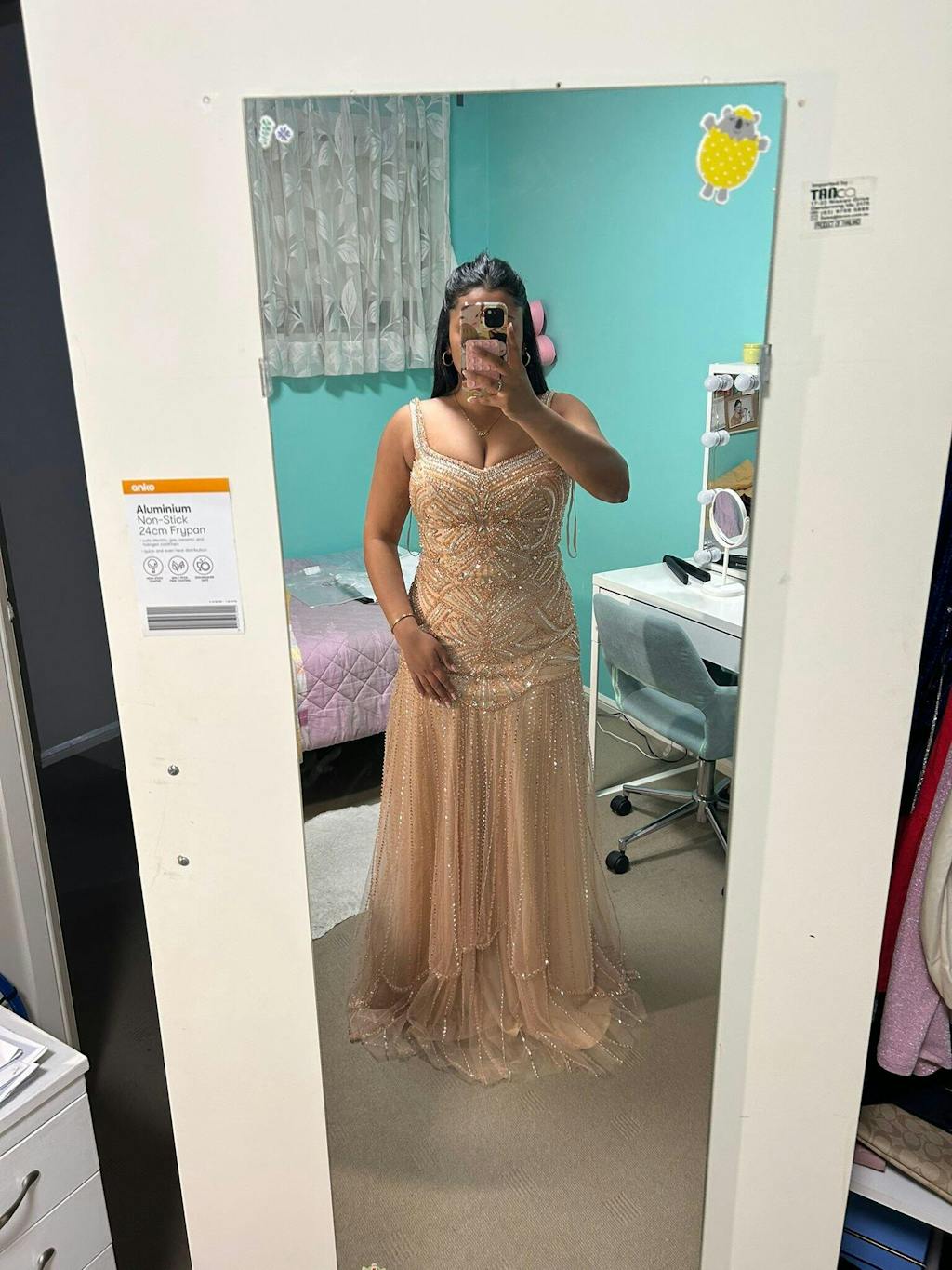 Luxury Champagne Beaded Ruffled Prom Dress SS552