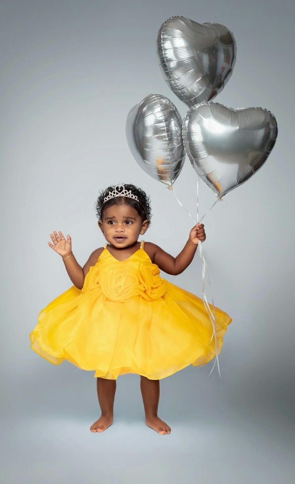 Yellow Toddler Party Dress with Strappy Design Flower Girl Dess J429