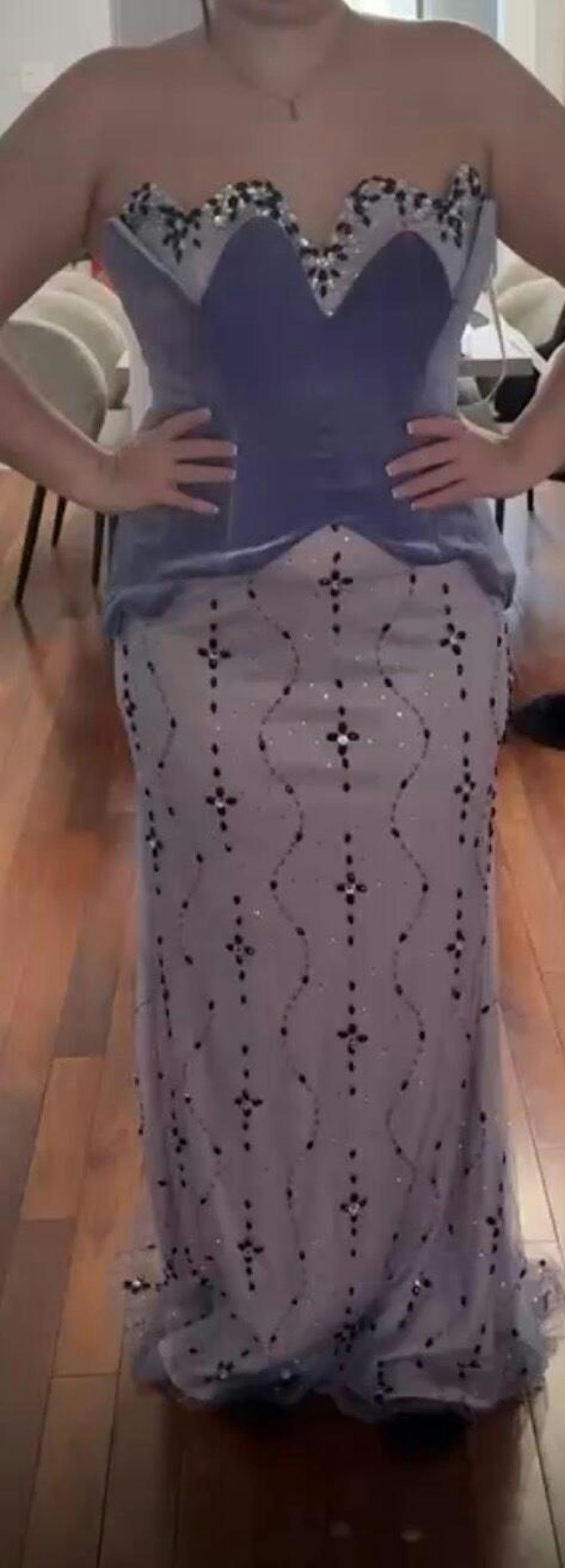 Luxury Two Pieces Purple Velvet Mermaid Evening Dress SS269