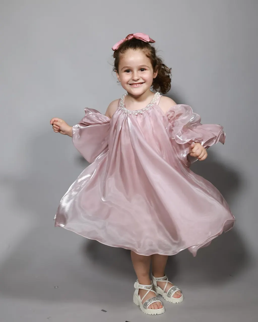 Pink Princess Baby Girl Dress Tulle for Kids 1st Birthday Party J775