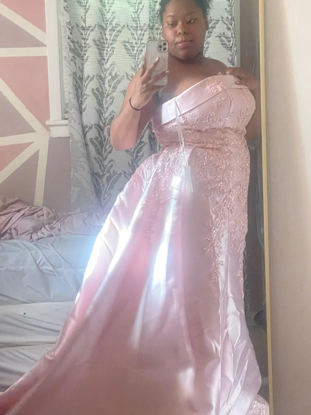 Luxury Blush Pink Strapless Evening Dress with Overskirt XD067