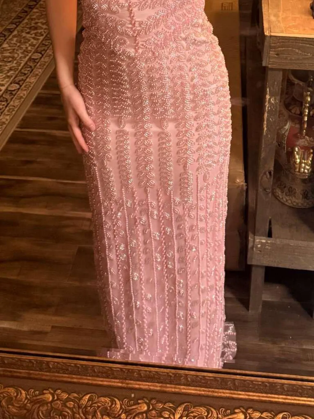 Luxury Pink Cream Evening Dress Formal Party Gowns SS712